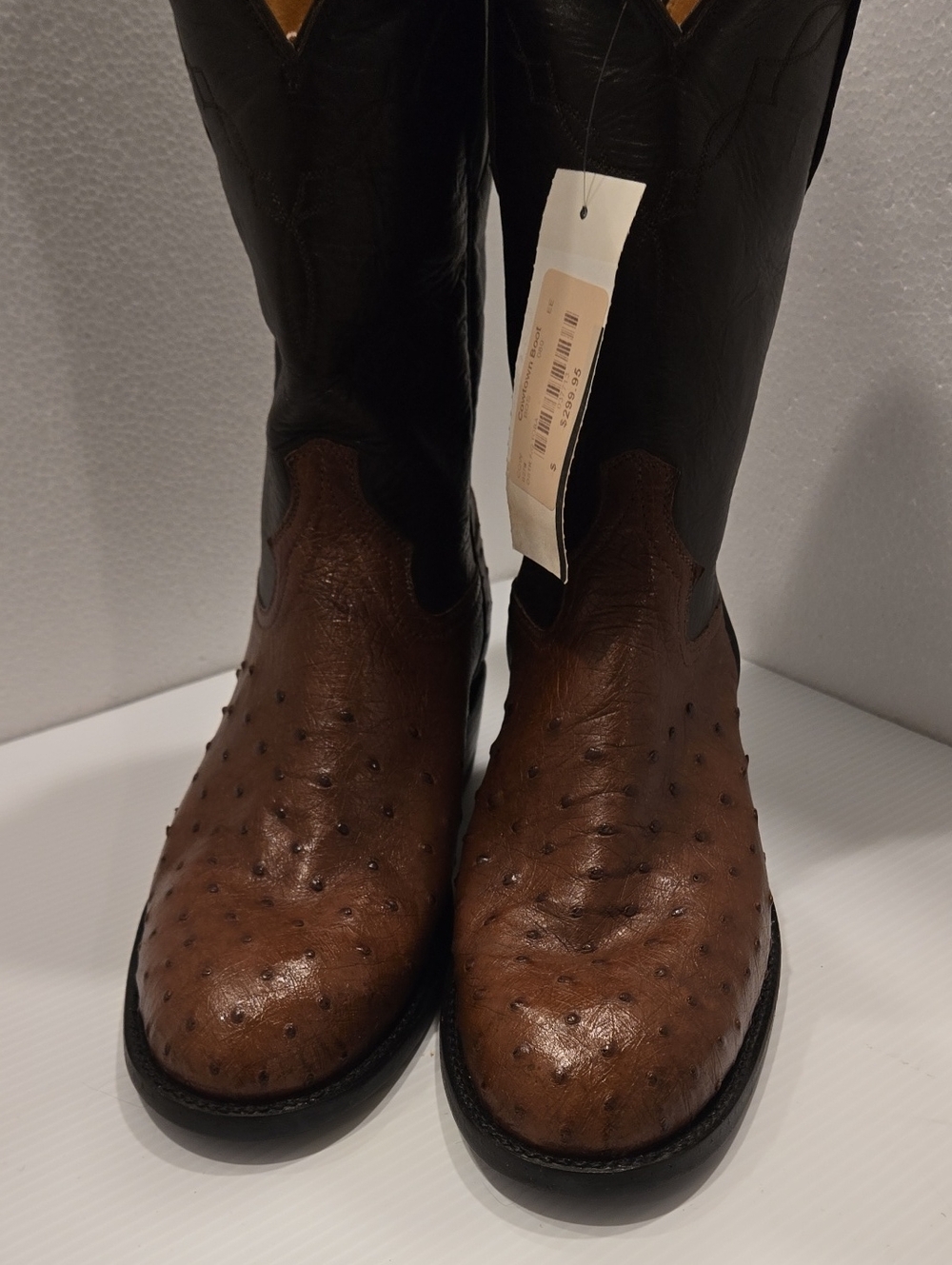 Genuine Ostrich leather. Brown and Black Western Boots